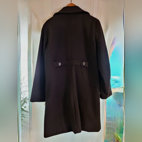 Benibos poly & wool blend black trench coat men's size Large - Picture 2 of 8